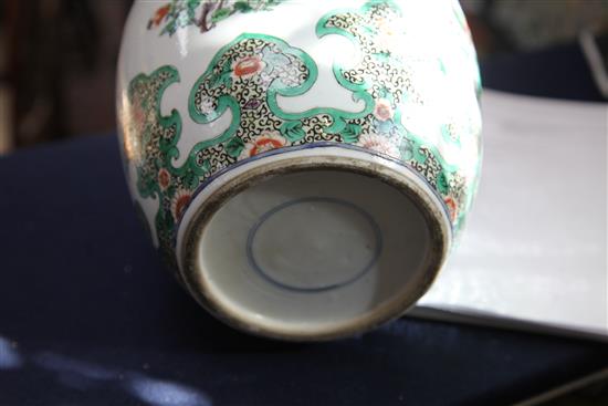 A Chinese famille verte jar and cover, late 19th century, 26.5cm